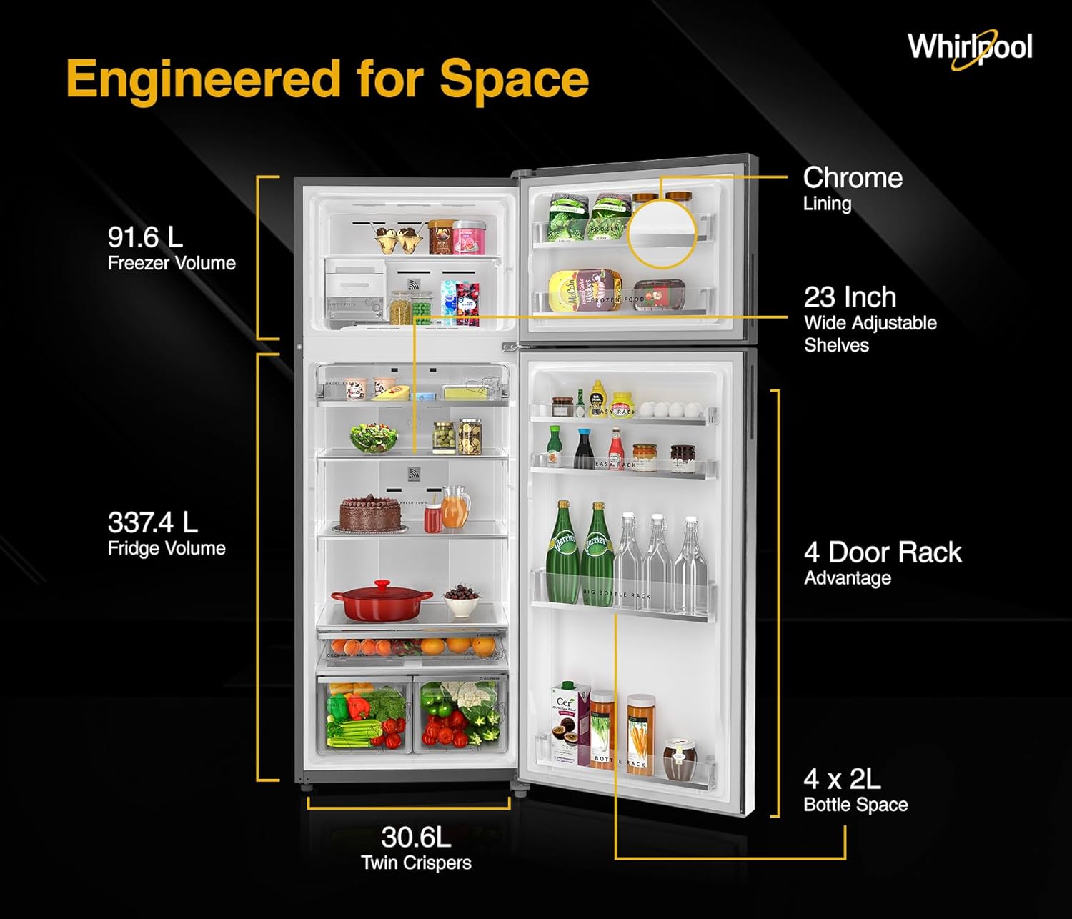 Whirlpool 431 L 2 Star IntelliFresh Convertible Inverter Frost Free Double Door Refrigerator (IF INV CNV 480, Alpha Steel-Z)